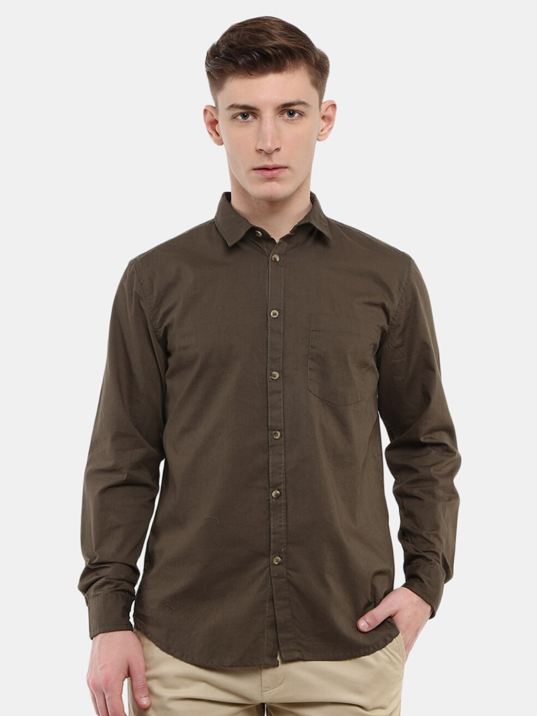 

V-Mart Men Olive Green Classic Casual Shirt