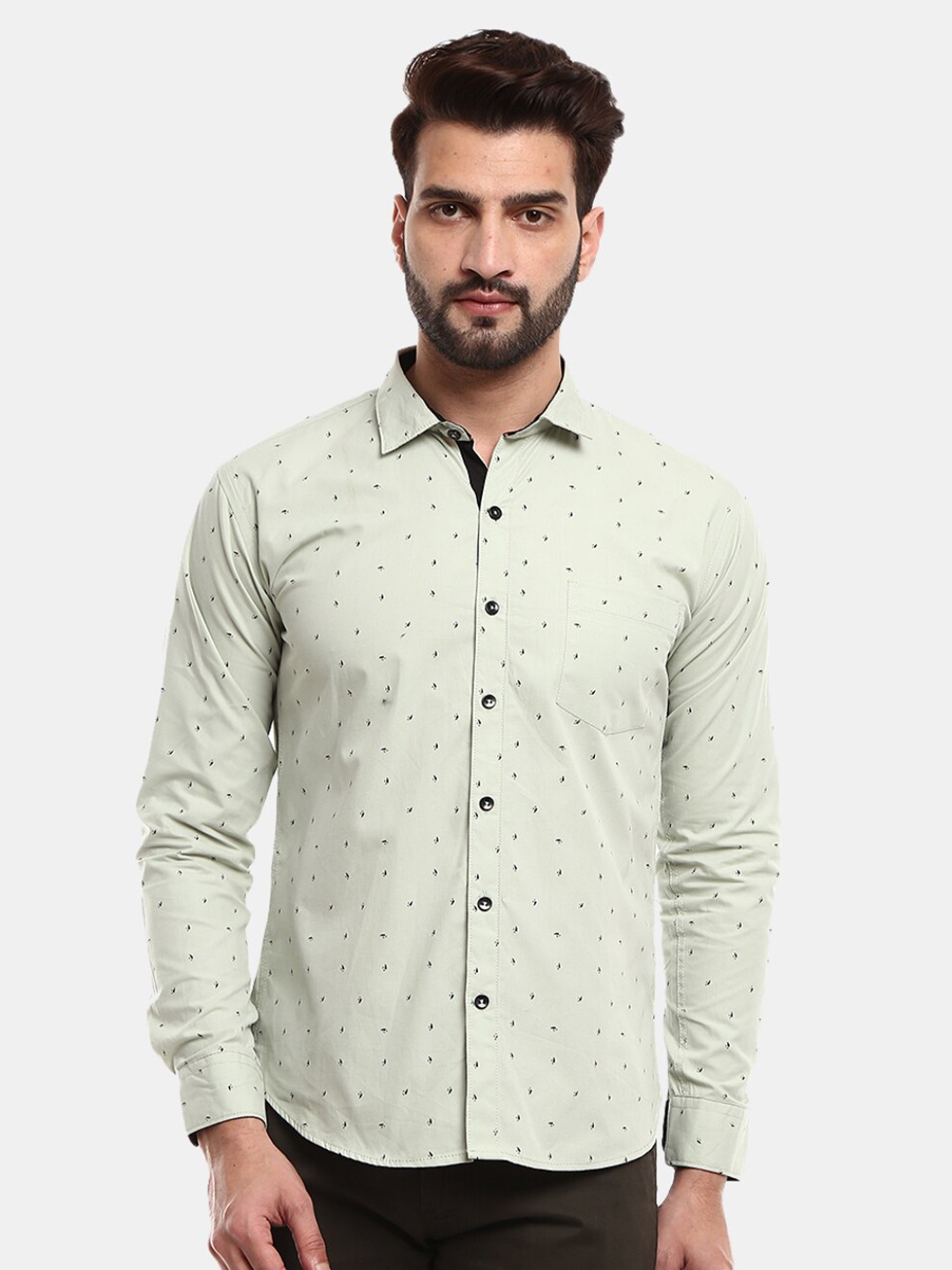 

V-Mart Men Green Classic Printed Casual Shirt