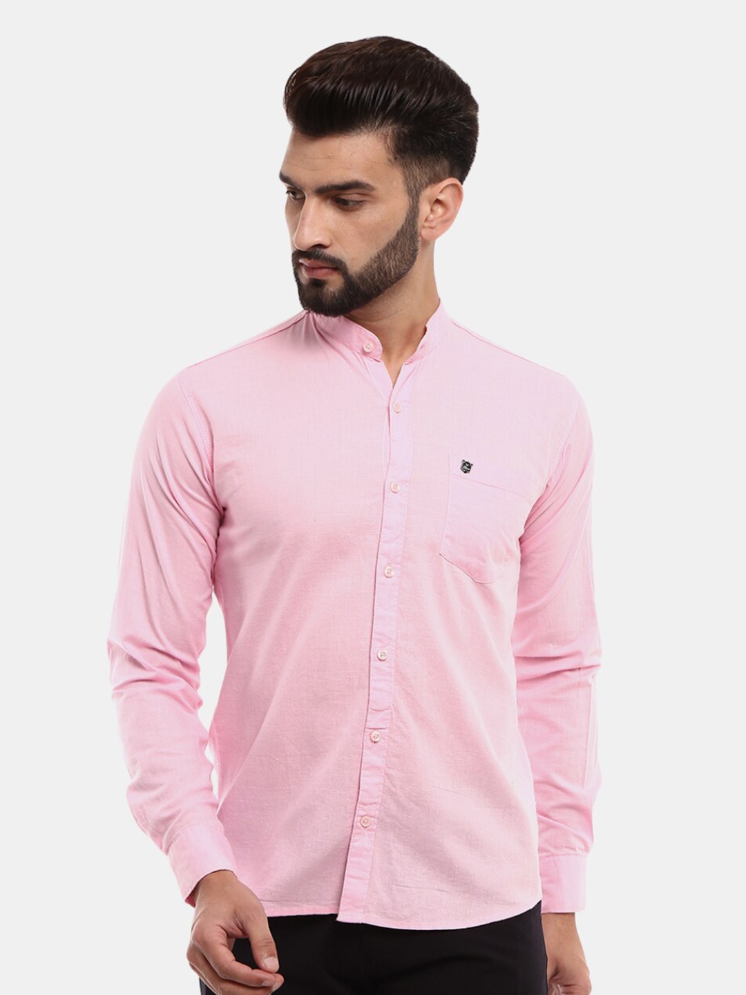 

V-Mart Men's Pink Classic Casual Shirt