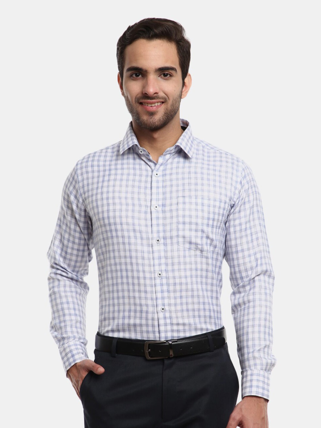 

V-Mart Men Blue Classic Checked Formal Shirt