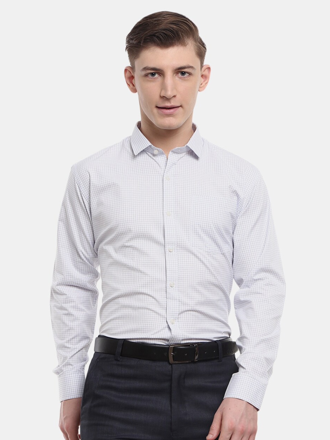 

J White by Vmart Men Blue Classic Horizontal Stripes Striped Formal Shirt