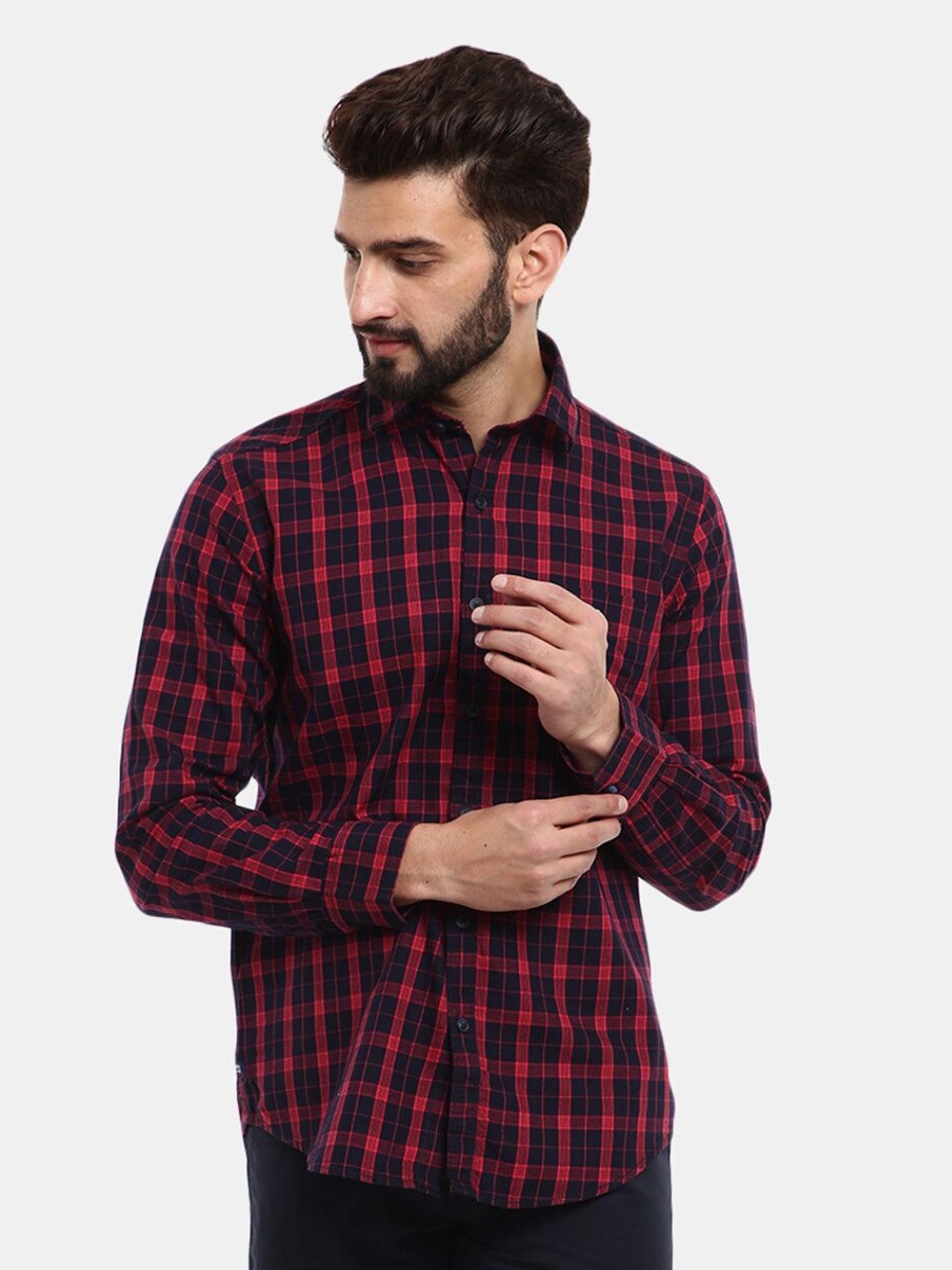 

V-Mart Men Blue Classic Tartan Checks Checked Casual Shirt