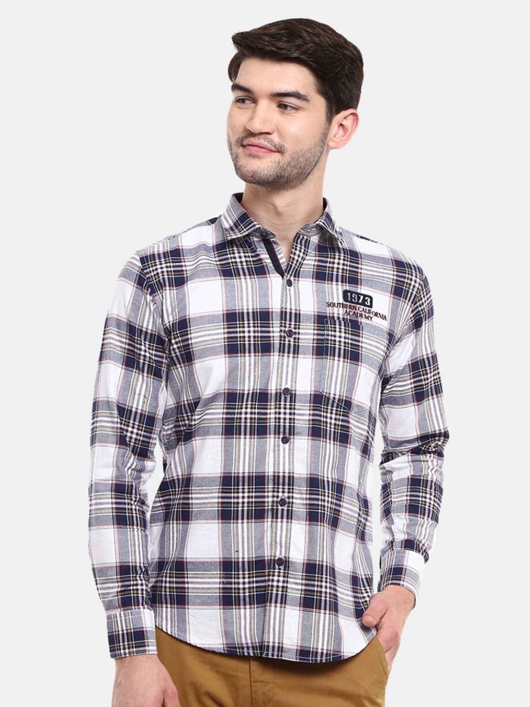 

V-Mart Men Navy Blue Classic Tartan Checked Casual Shirt