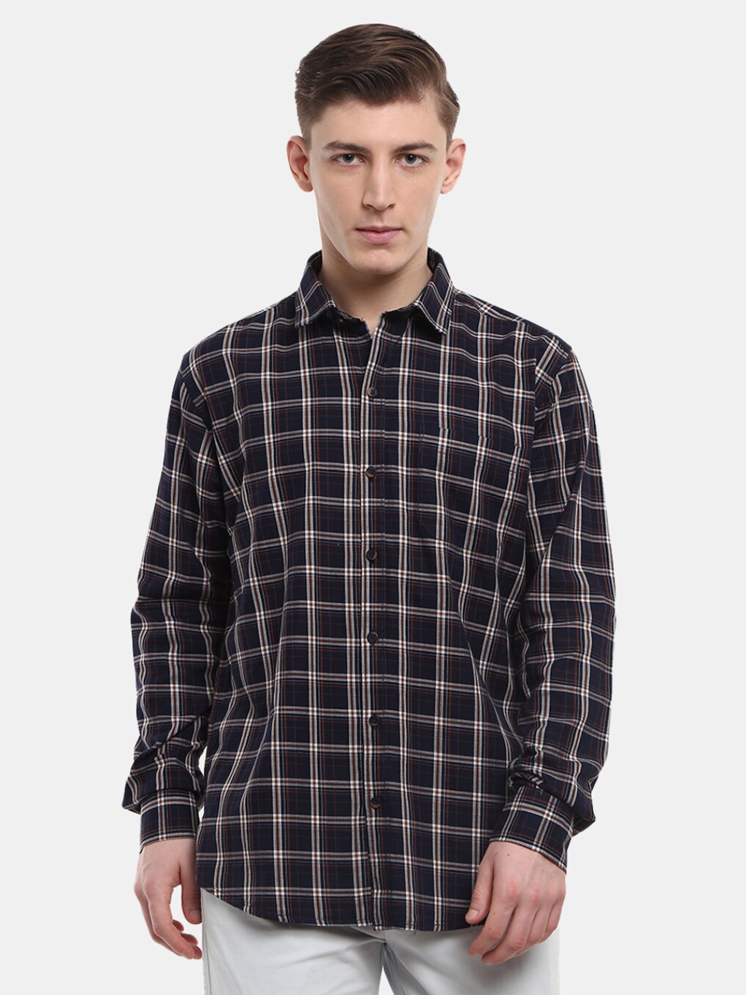 

V-Mart Men Navy Blue Classic Checked Casual Shirt