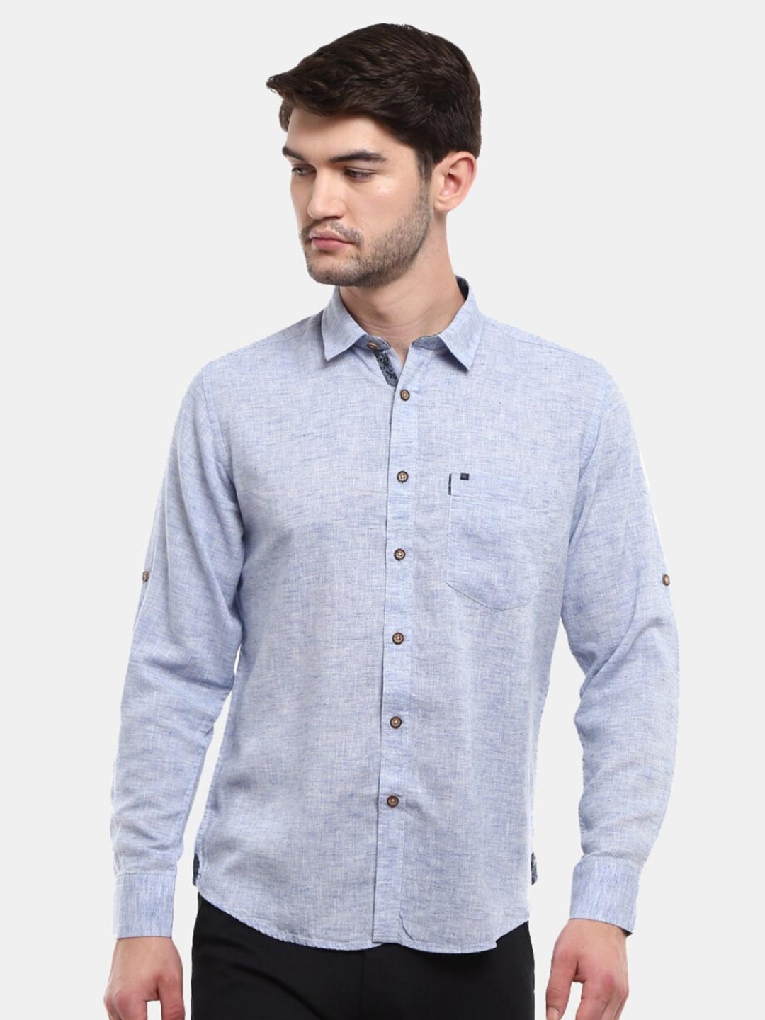 

V-Mart Men's Blue Classic Casual Shirt