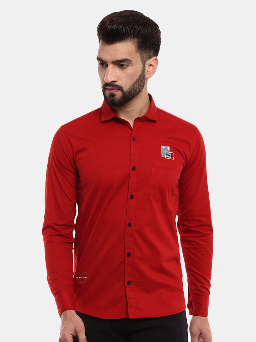 

V-Mart Men Red Classic Slim Fit Casual Shirt