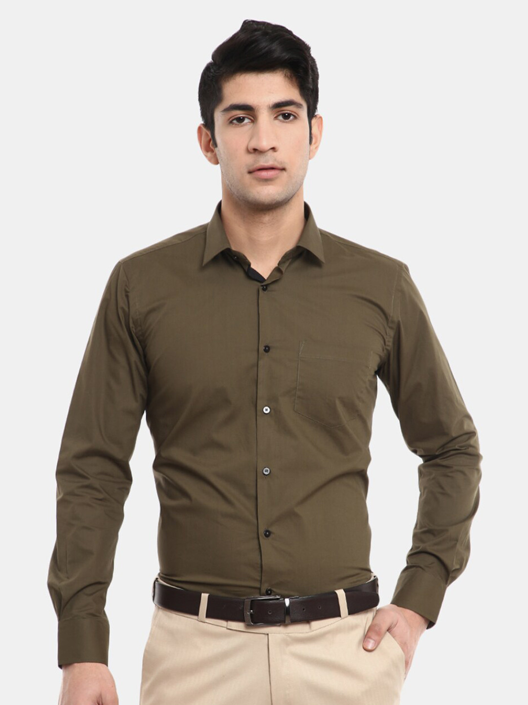 

V-Mart Men Olive Green Classic Formal Shirt