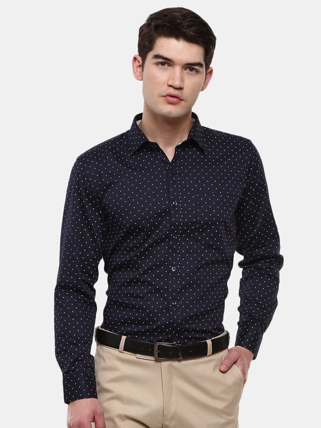 

J White by Vmart Men Navy Blue Classic Printed Formal Shirt