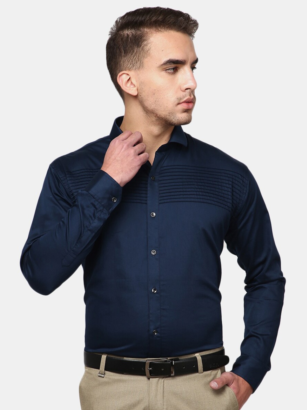

V-Mart Men Navy Blue Classic Party Shirt