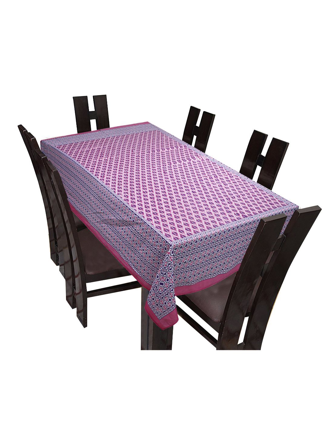 

INDHOME LIFE Pink & White Printed 6 Seater 144 TC Pure Cotton Table Cover