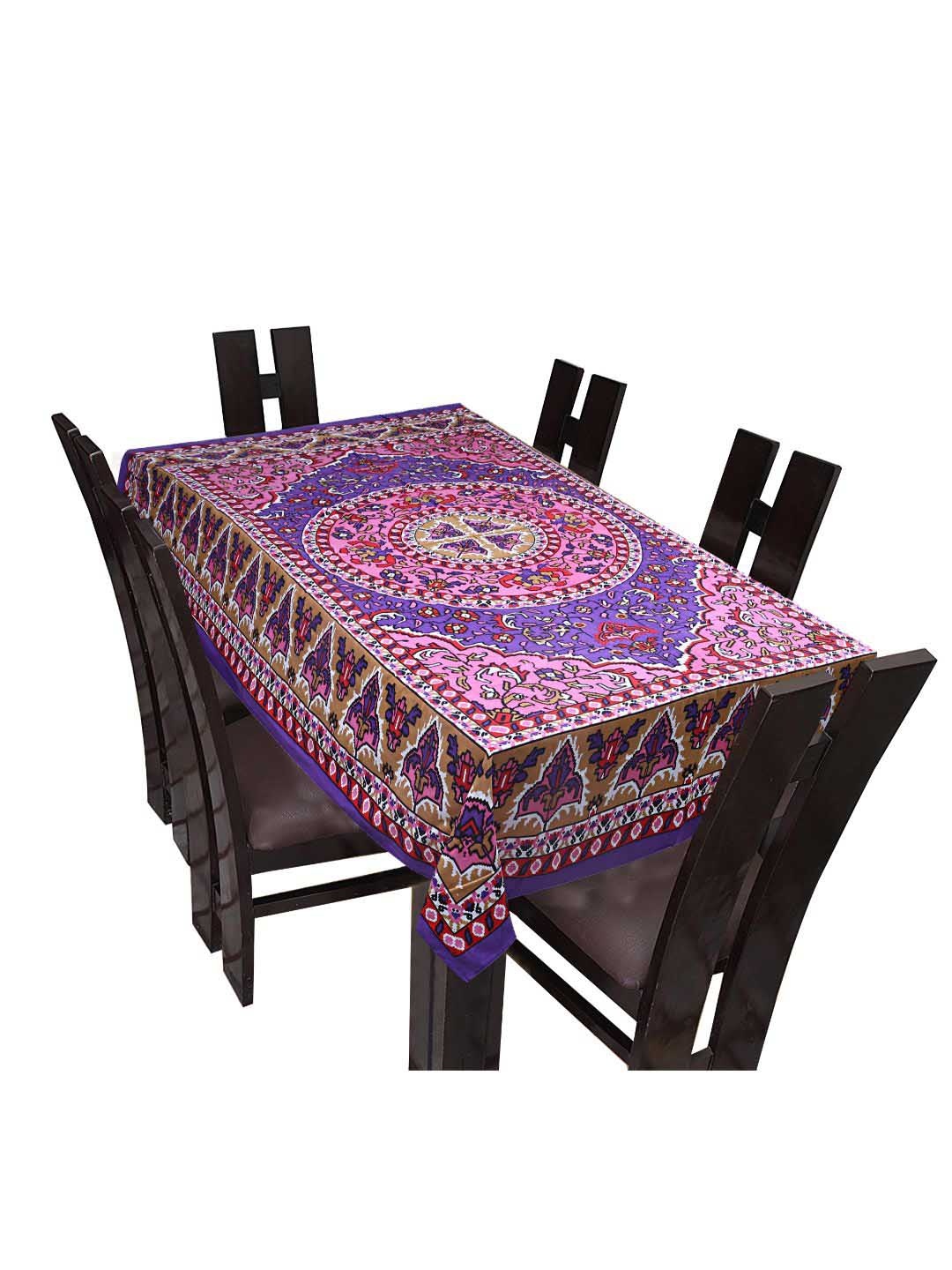 

INDHOME LIFE Pink & Purple Printed 144 TC Cotton Rectangle Table Covers