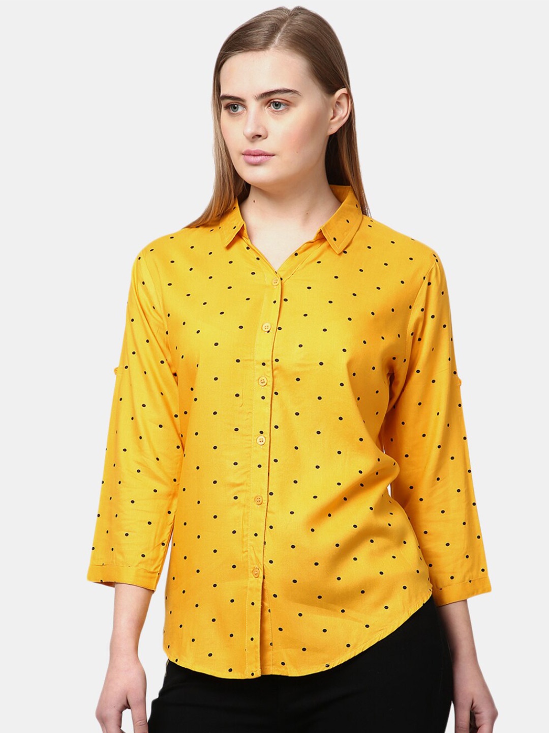 

V-Mart Women Yellow Classic Printed Casual Shirt