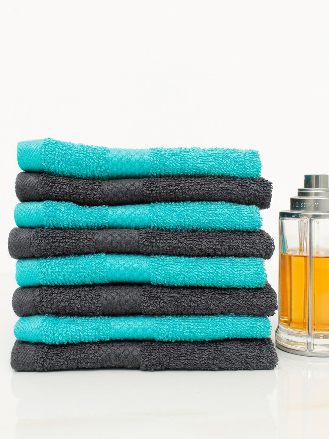 

AVI Living Set Of 8 Solid 500 GSM Pure Cotton Hand Towels, Black