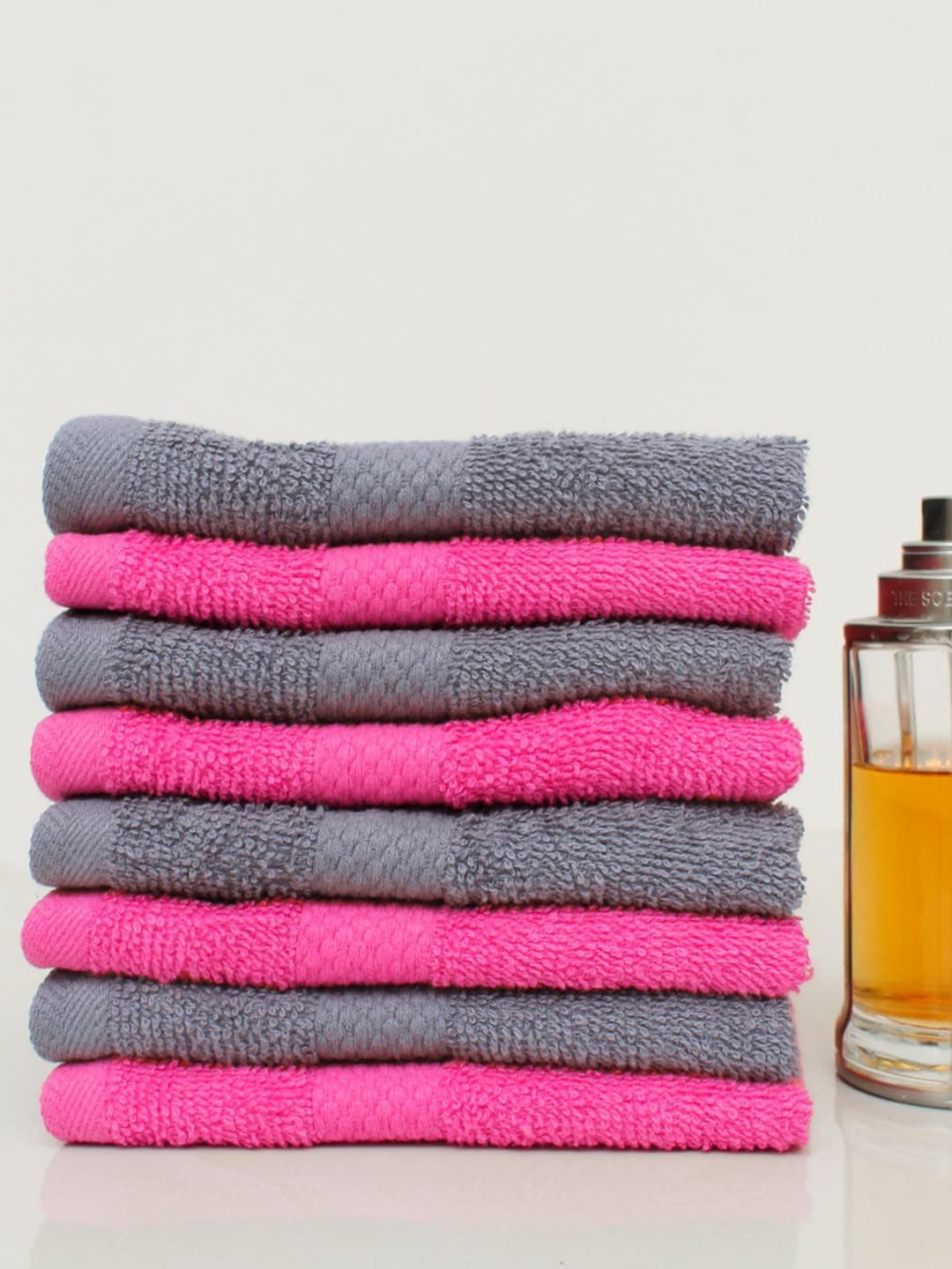 

AVI Living Set Of 8 Solid 500 GSM Cotton Face Towels, Pink