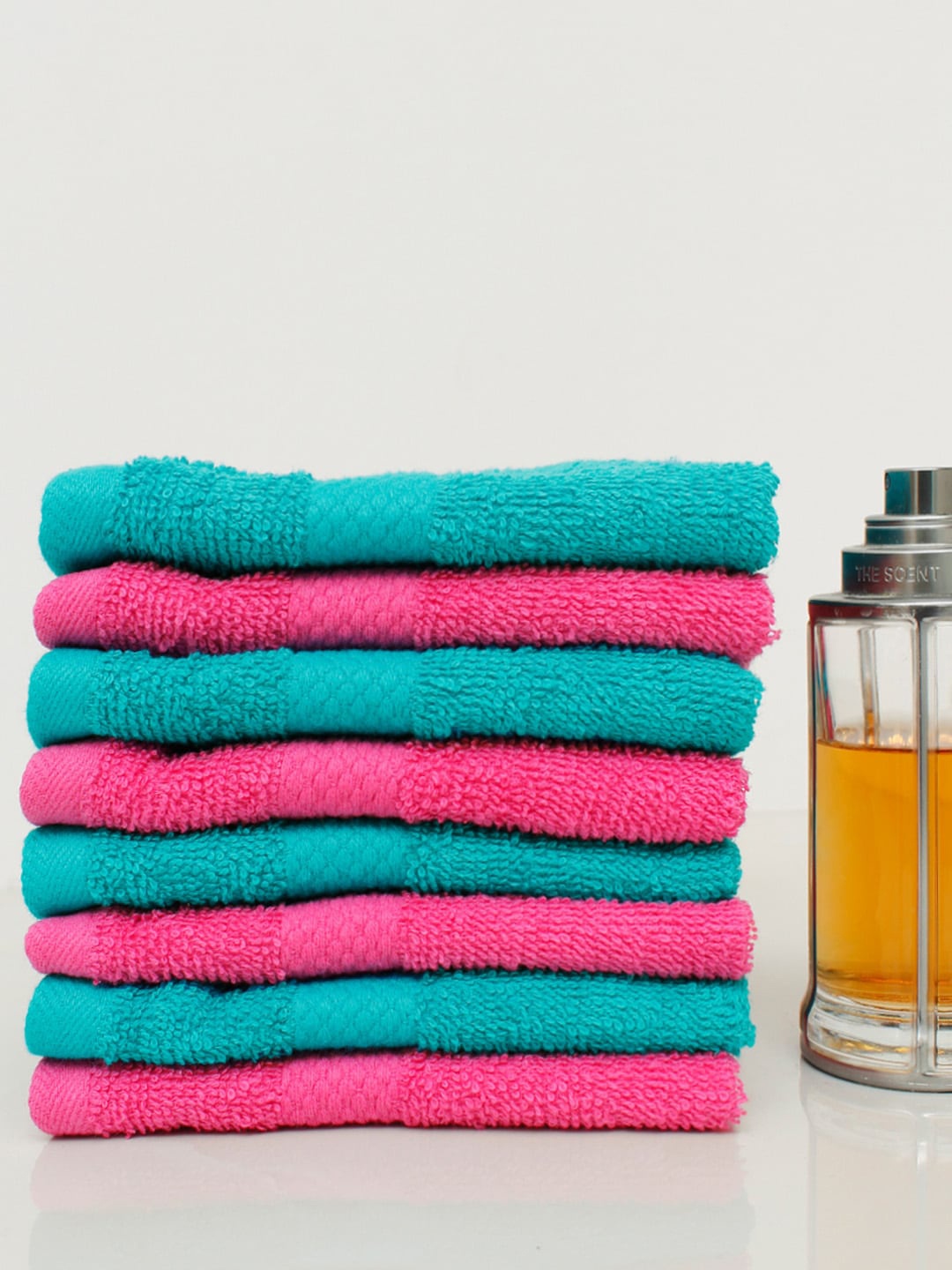 

AVI Living Set Of 8 Solid 500 GSM Cotton 500 GSM Face Towels, Pink