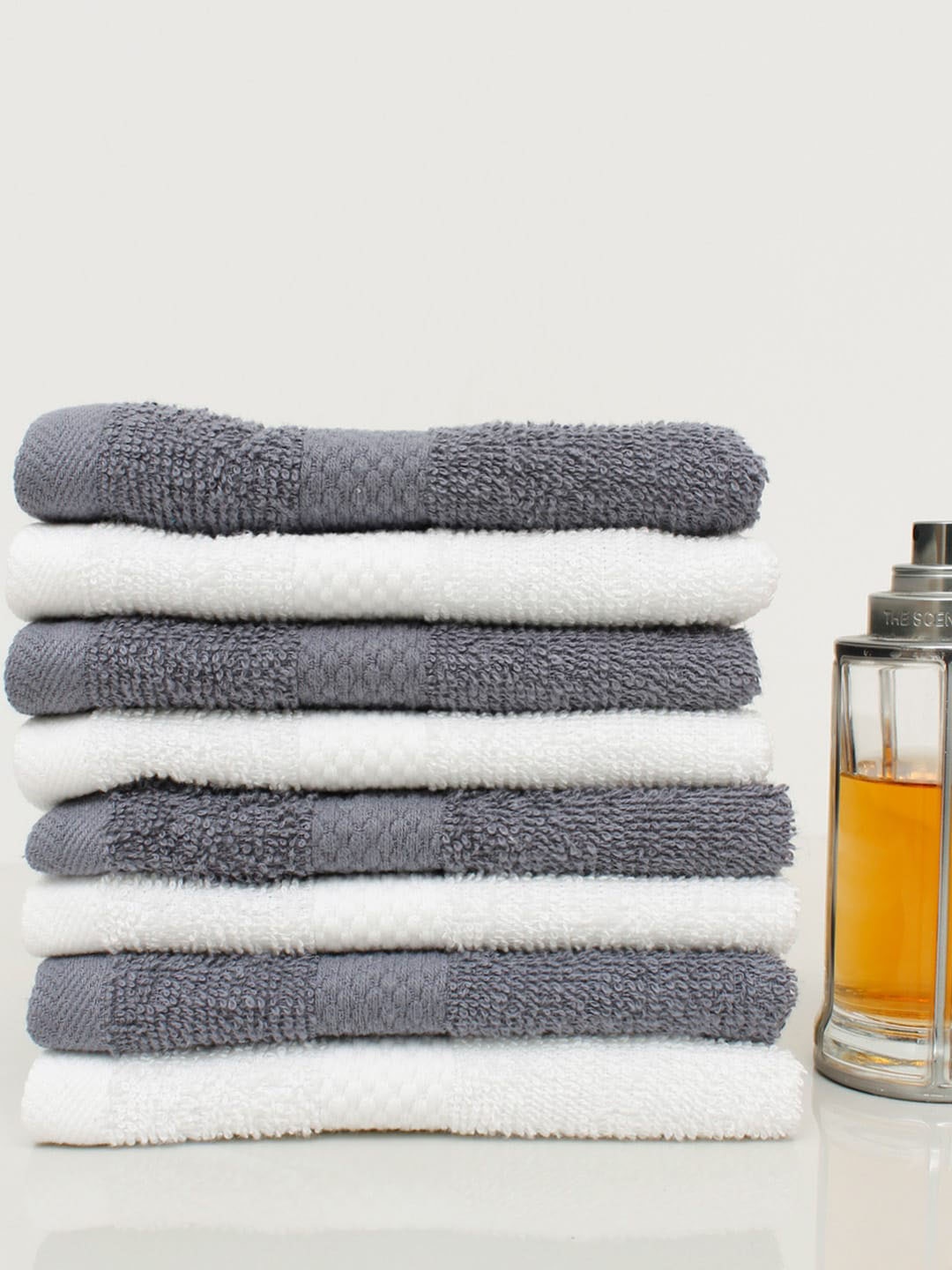 

AVI Living Set Of 8 Solid 500 GSM Pure Cotton Hand Towels, White