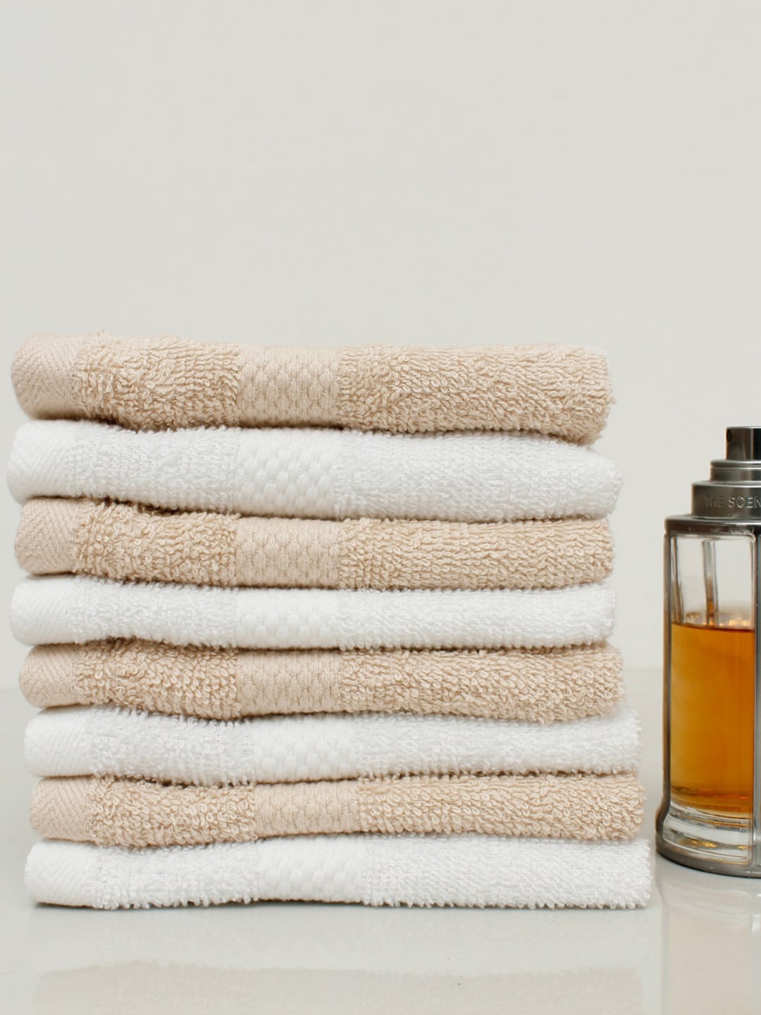 

AVI Living Set Of 8 Solid 500 GSM Pure Cotton Face Towels, White