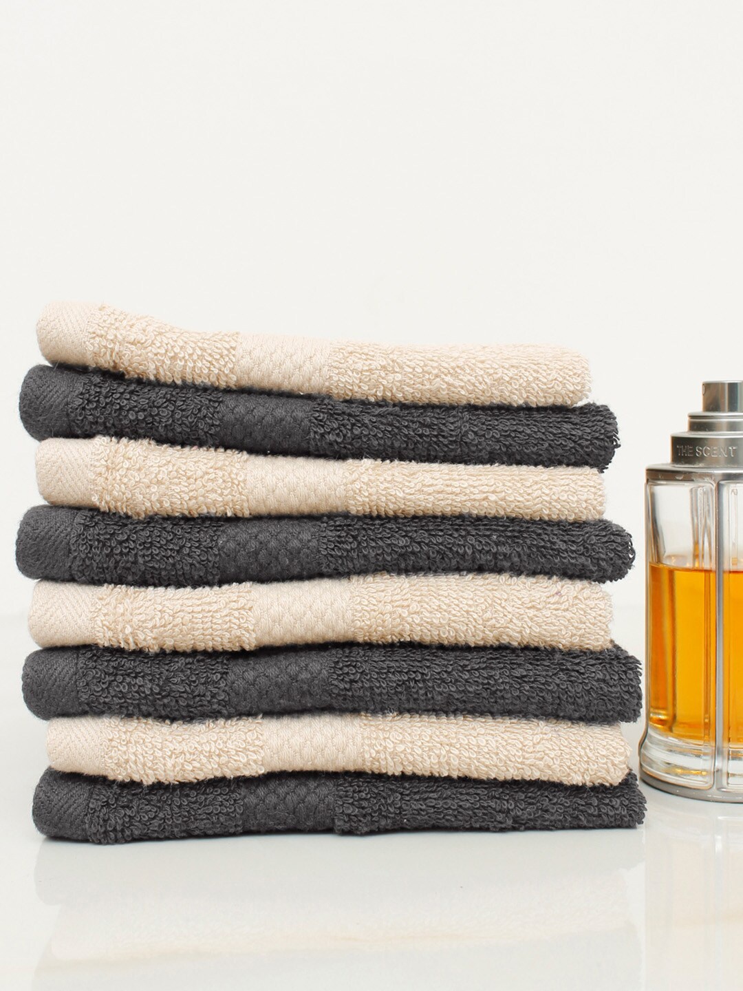 

AVI Living Set Of 8 Solid 450 GSM Cotton Face Towels, Black