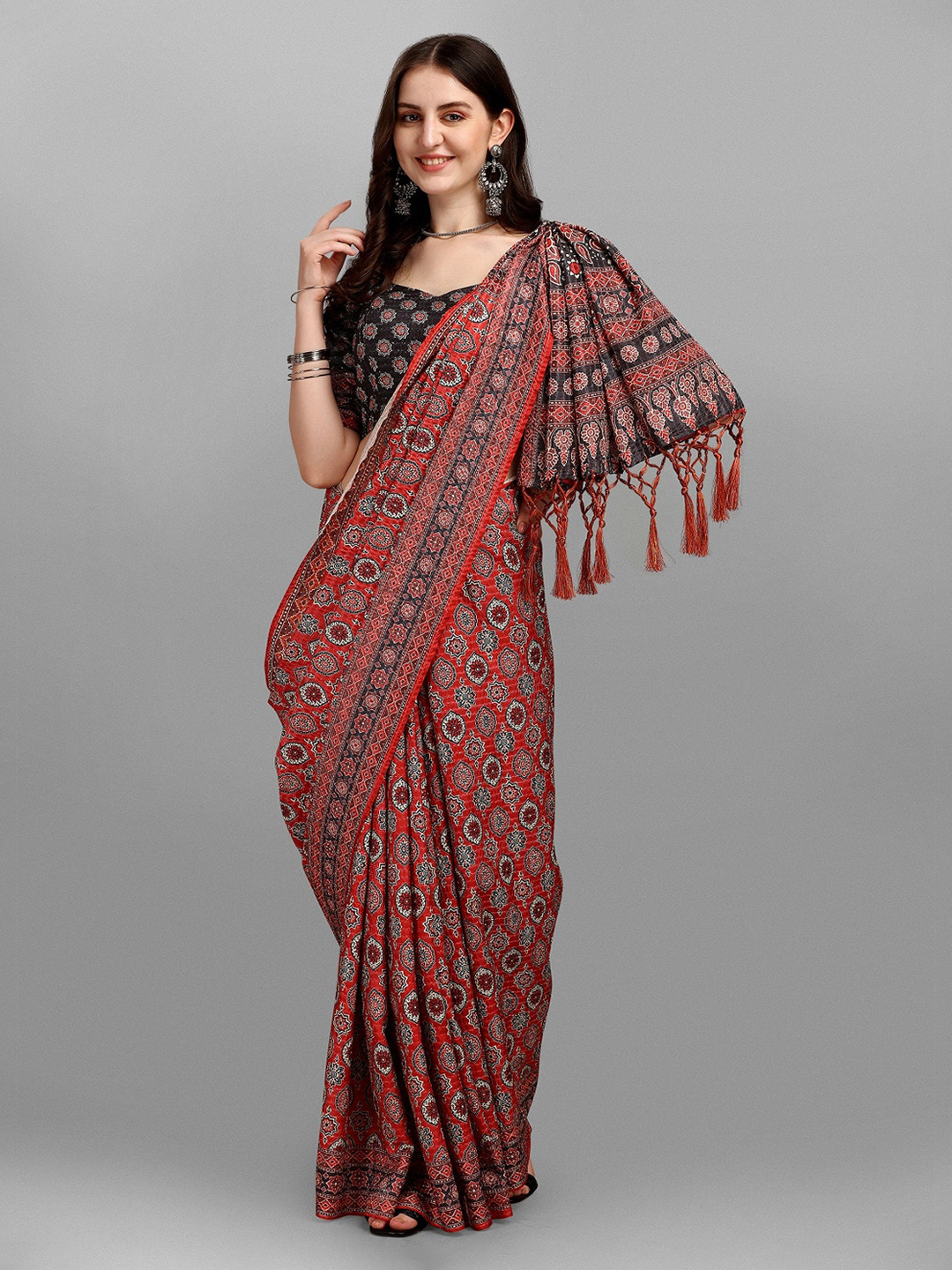 

Ethnic Yard Women Red Saree Blouse