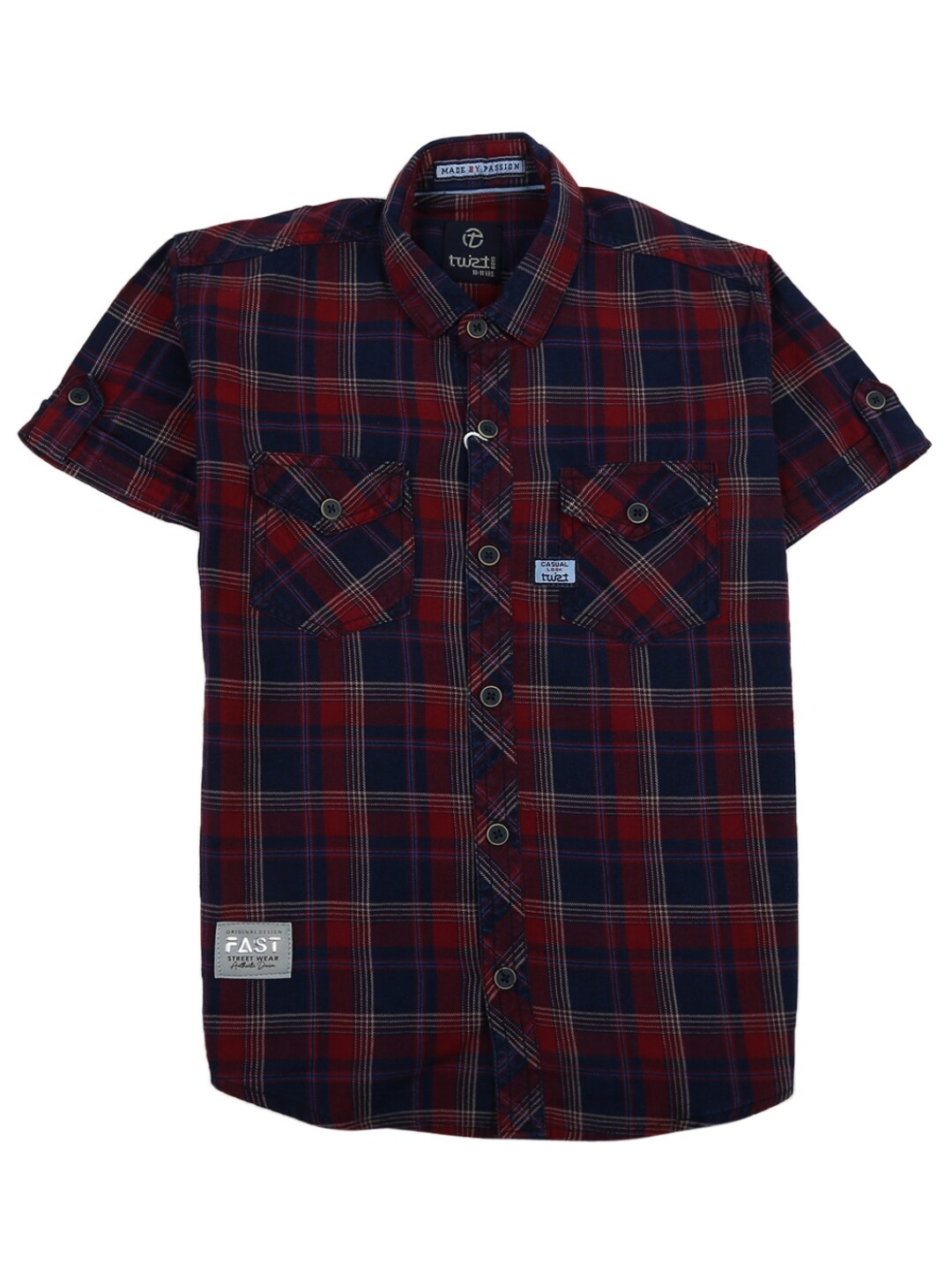 

V-Mart Boys Red Classic Tartan Checks Checked Casual Shirt