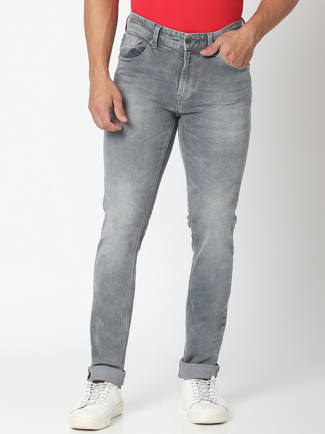 

SPYKAR Men Grey Slim Fit Heavy Fade Jeans
