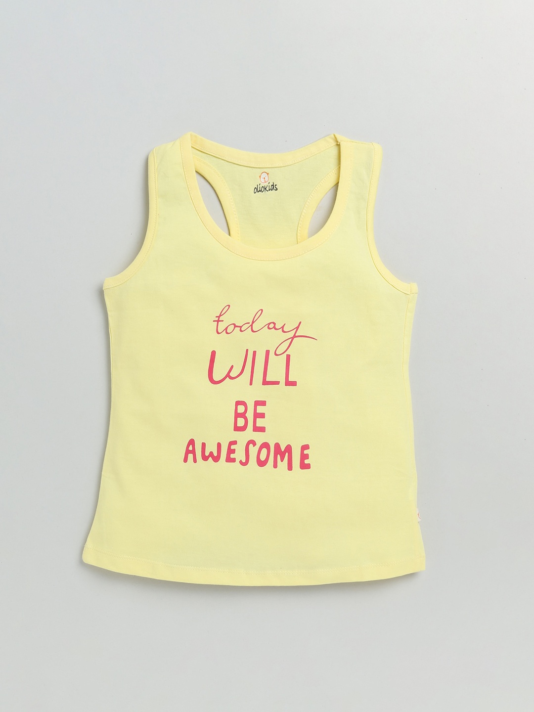 

Olio Kids Infant Girls Yellow Printed Pure Cotton Innerwear Vests
