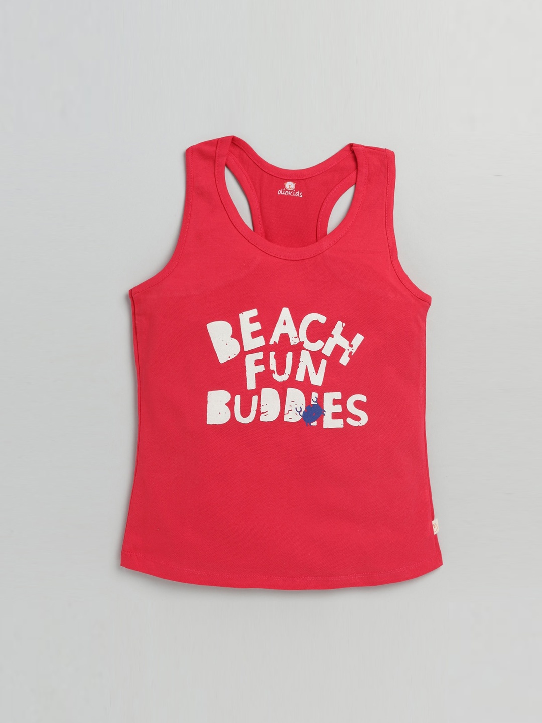 

Olio Kids Infants Girls Red & White Printed Pure Cotton Innerwear Vests