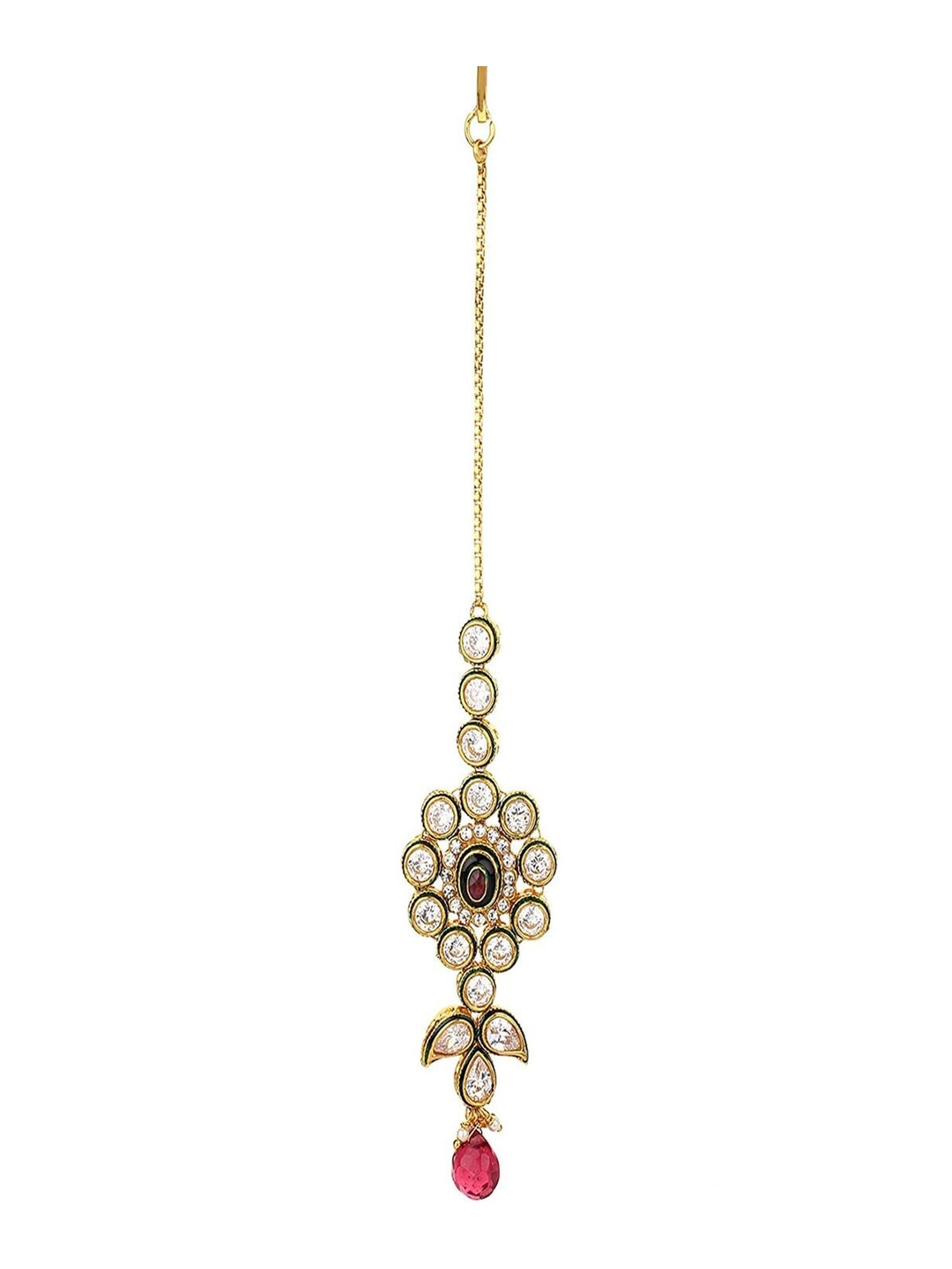 

Runjhun Gold-Plated Kundan Maang Tikka