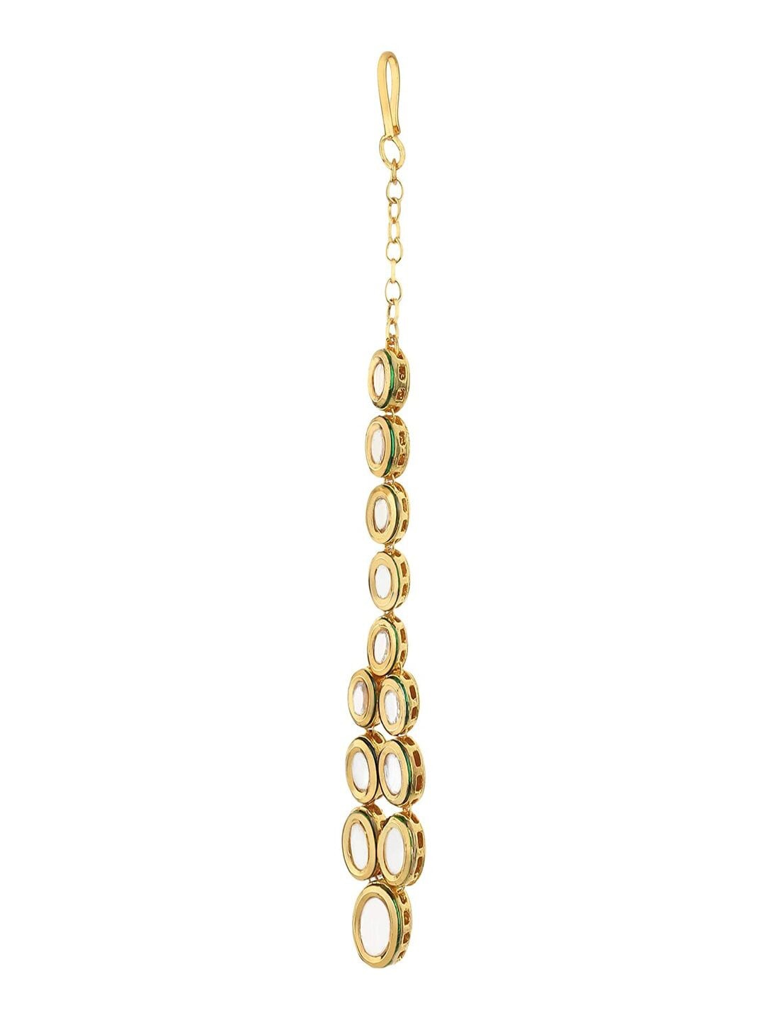 

Runjhun Gold-Plated White Kundan Studded Maangtikka