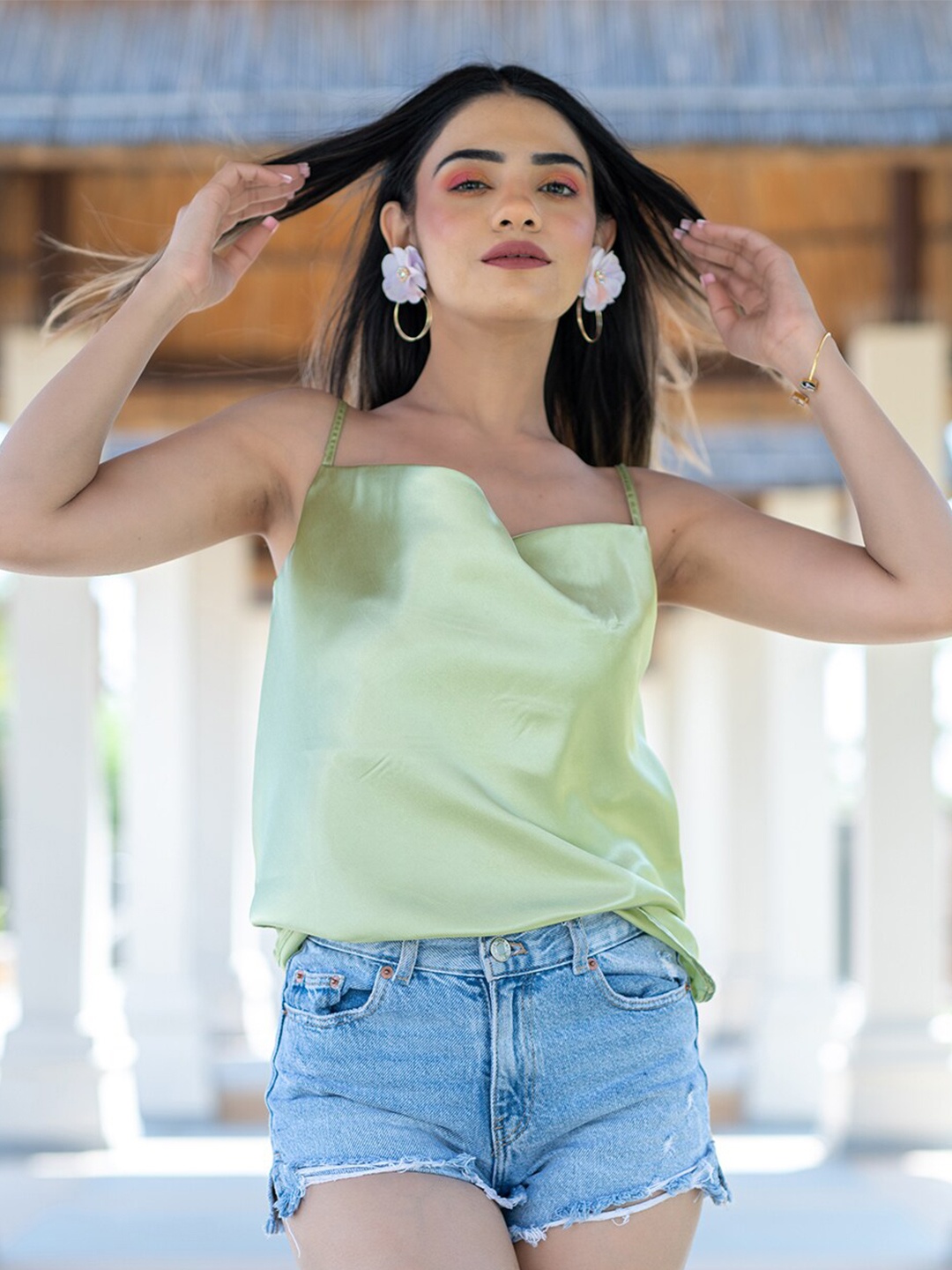 

Tistabene Green Satin Tube Top