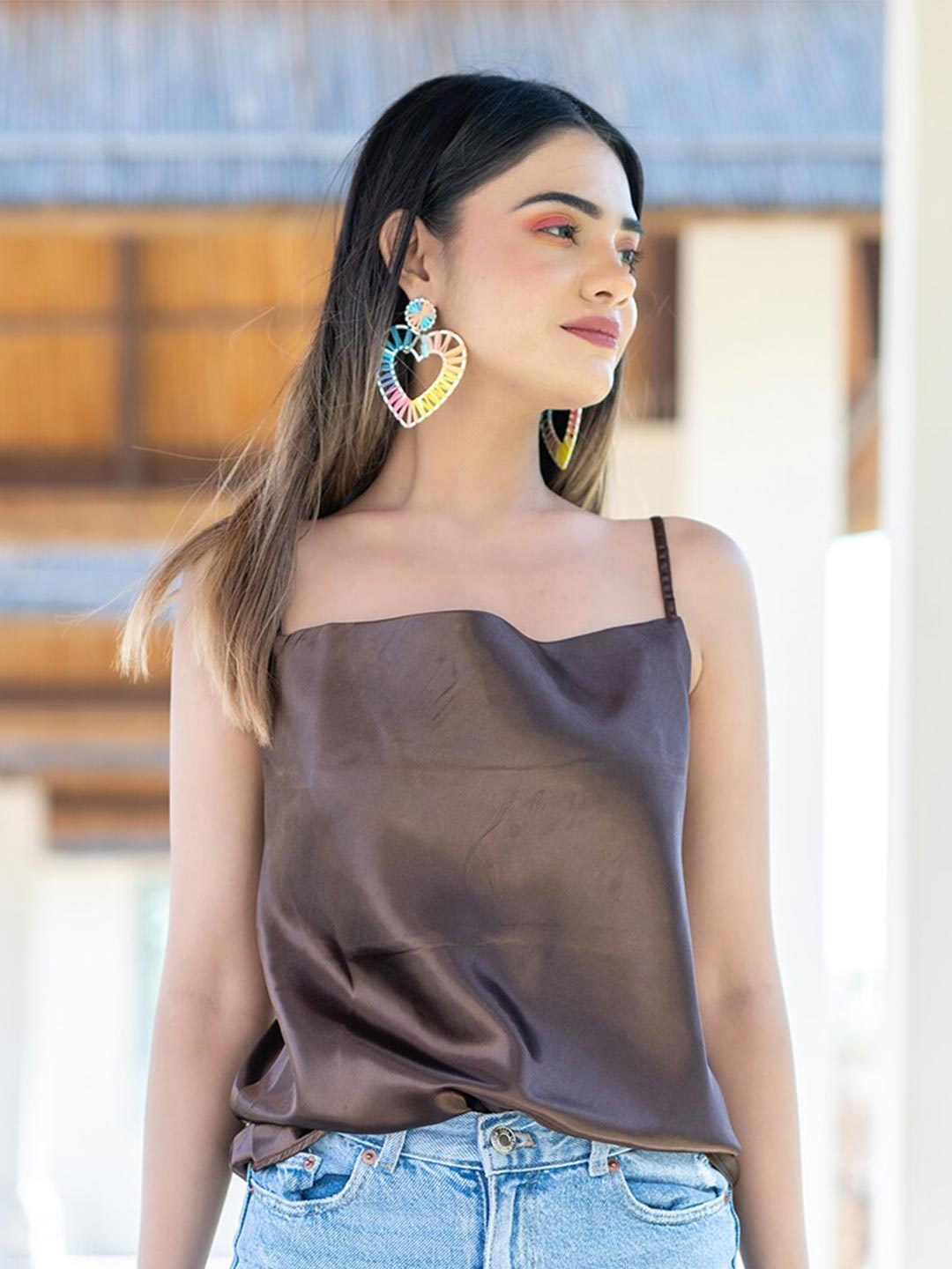 

Tistabene Brown Satin Solid Top
