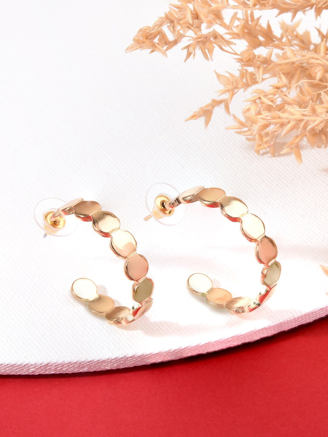 

ToniQ Gold-Toned Circular Half Hoop Earrings