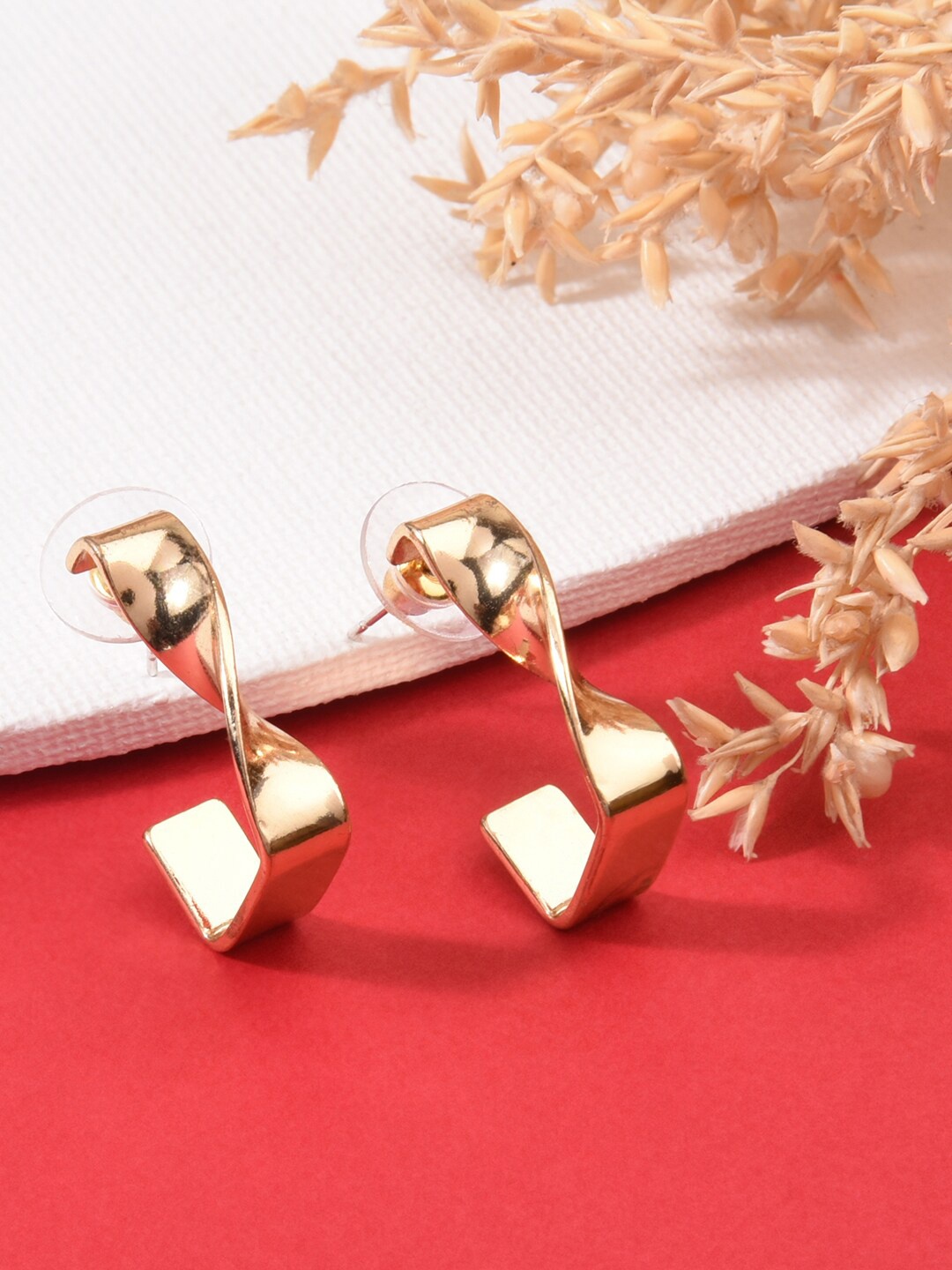 

ToniQ Gold-Toned Circular Half Hoop Earrings