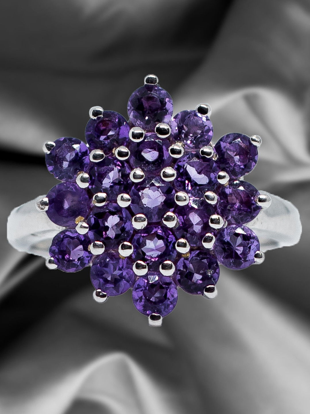 

HIFLYER JEWELS Women Blue Sterling Silver Rhodium Plated Finger Ring