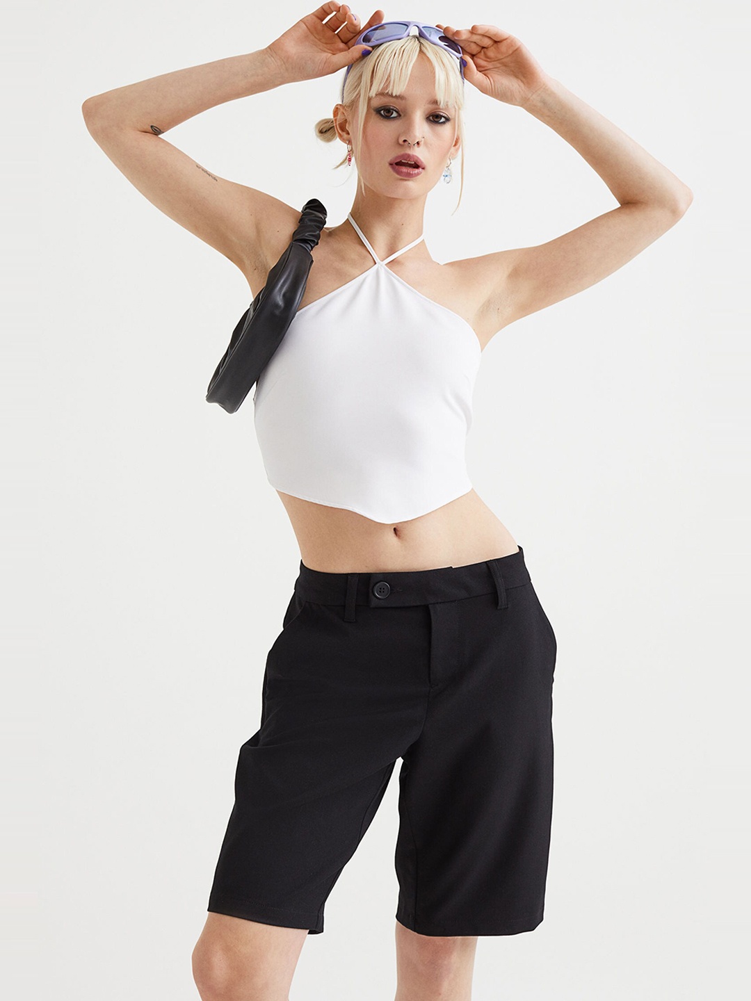 

H&M Women Black Low-Waisted Bermuda Shorts