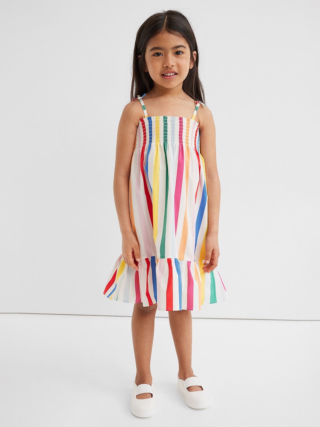 

H&M Girls Multicoloured Smocked Cotton Dress, Multi