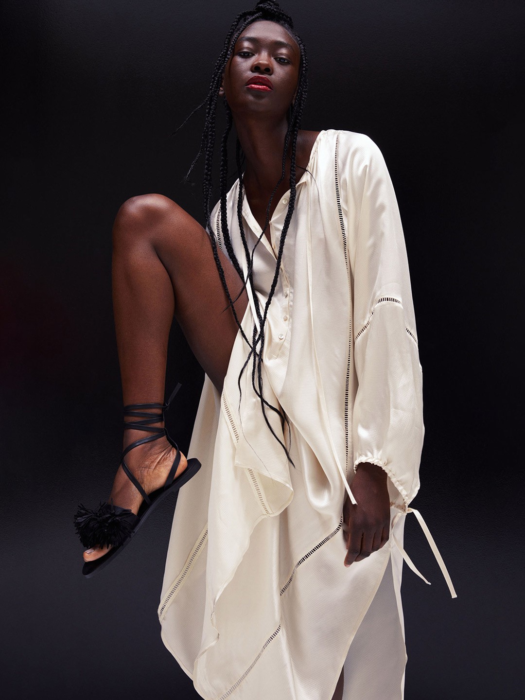 

H&M Women White Satin Kaftan Dress