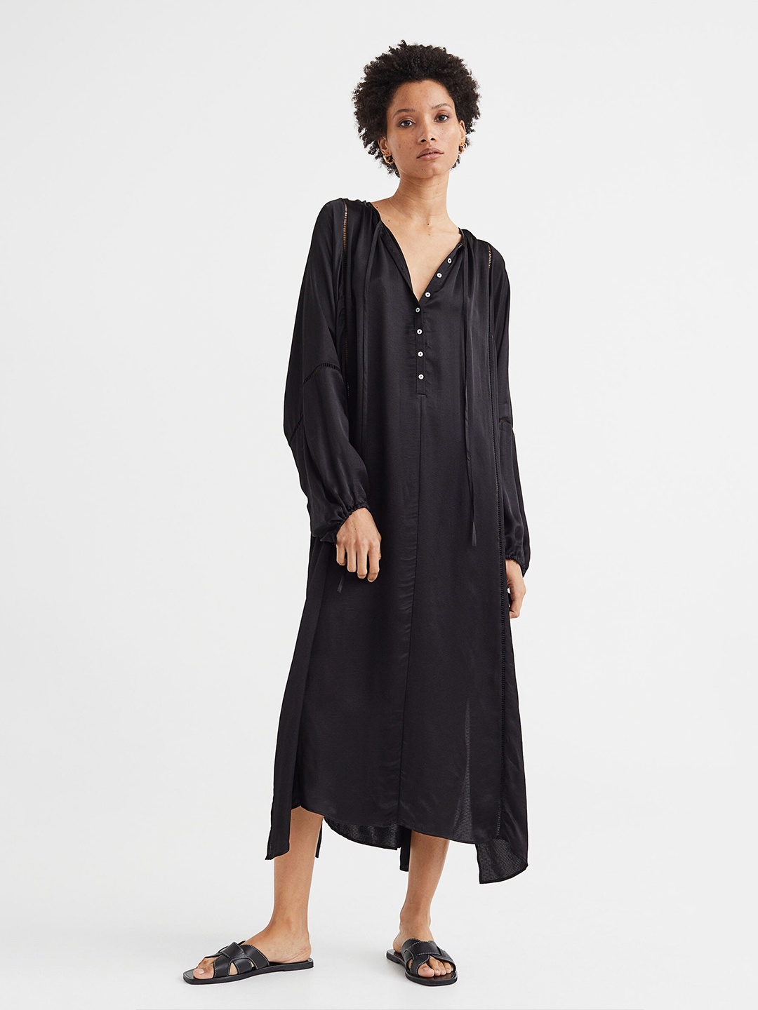

H&M Black Satin Kaftan Dress