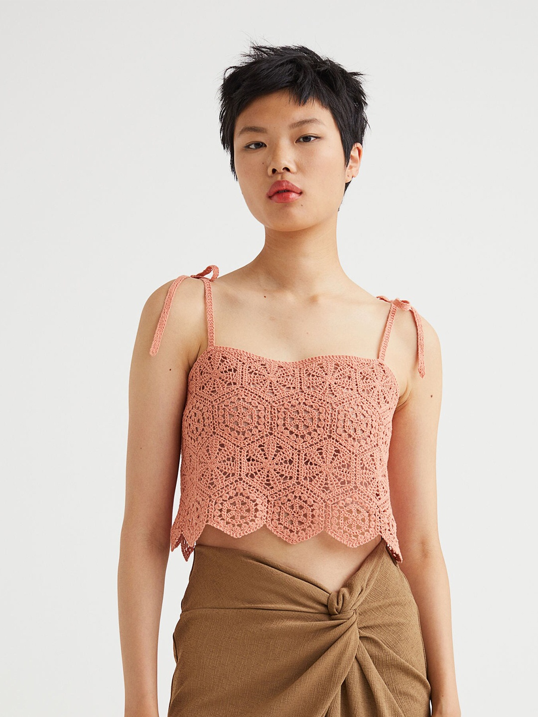 

H&M Orange Crochet-Look Top