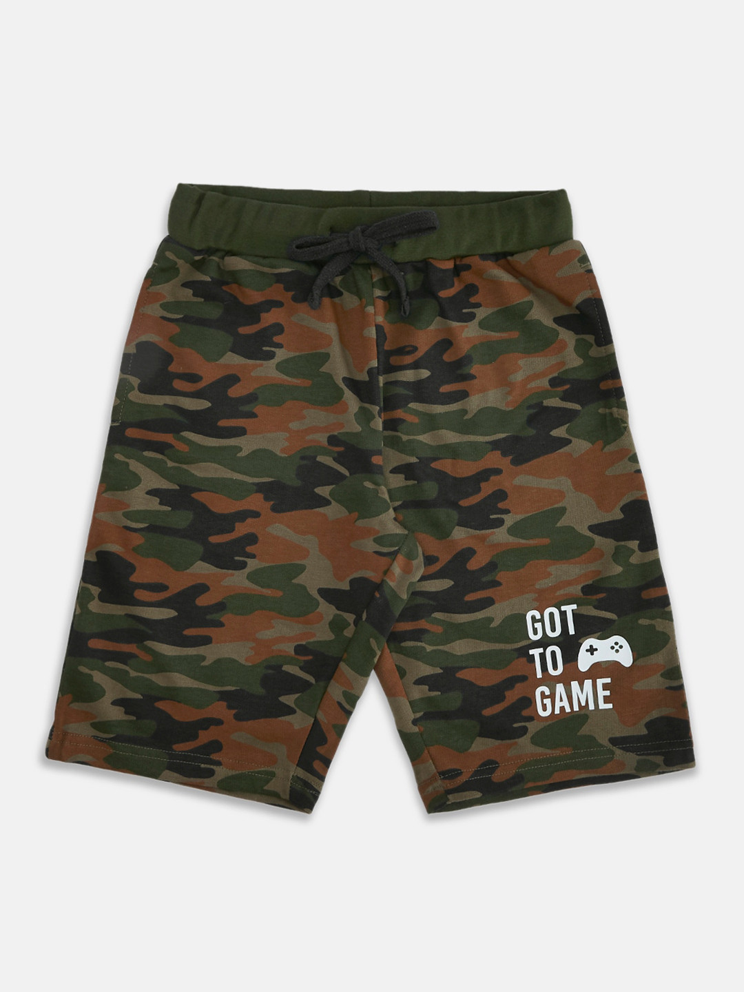 

Pantaloons Junior Boys Olive Green Camouflage Printed Shorts