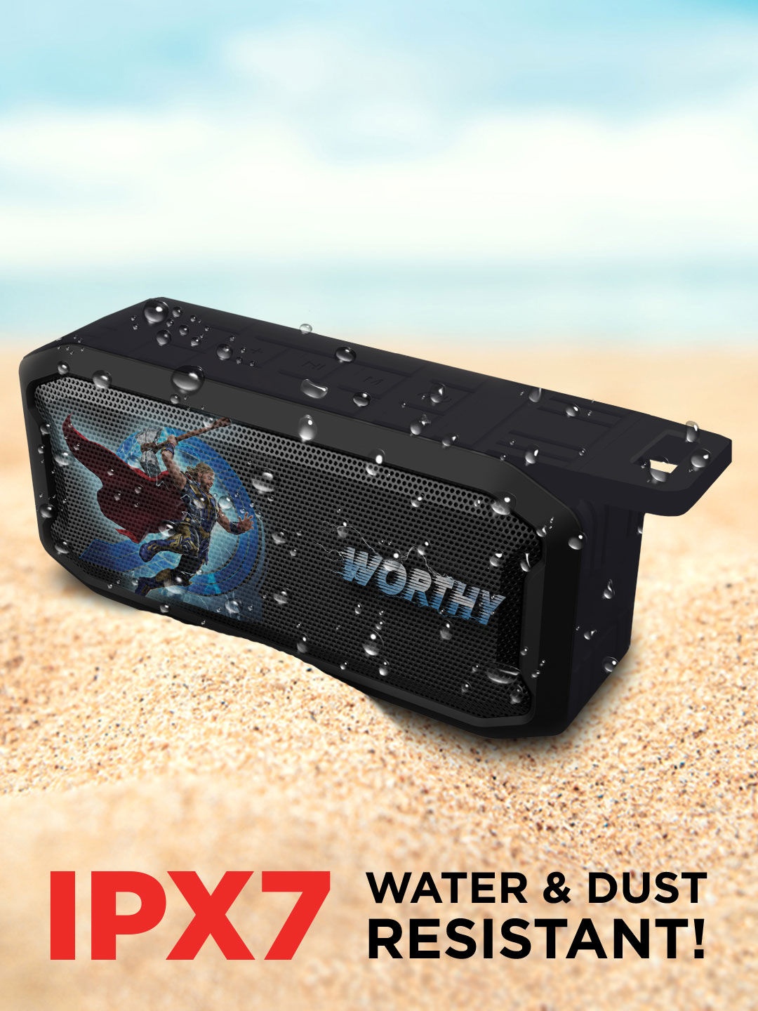 

Roadster Black & Blue Worthy Thor Printed Wireless Melody Bluetooth Speaker