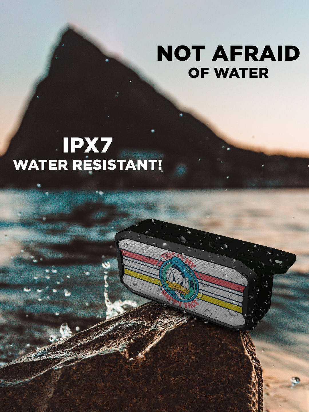 

Roadster Black & White Donald Duck Happy Face Printed 5W Wireless Melody Bluetooth Speaker