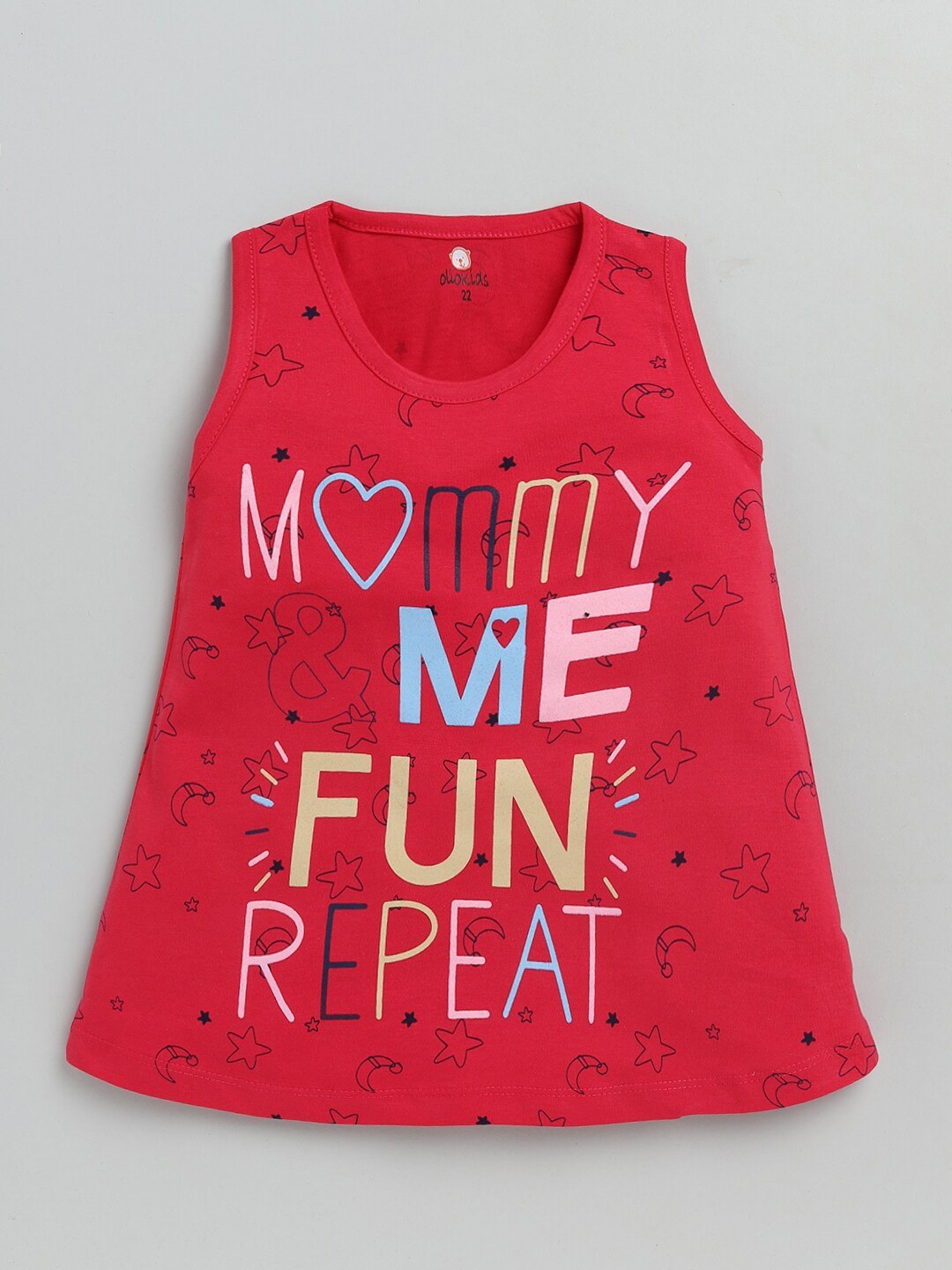 

Olio Kids Girls Red A-Line Alphanumeric Printed Dress
