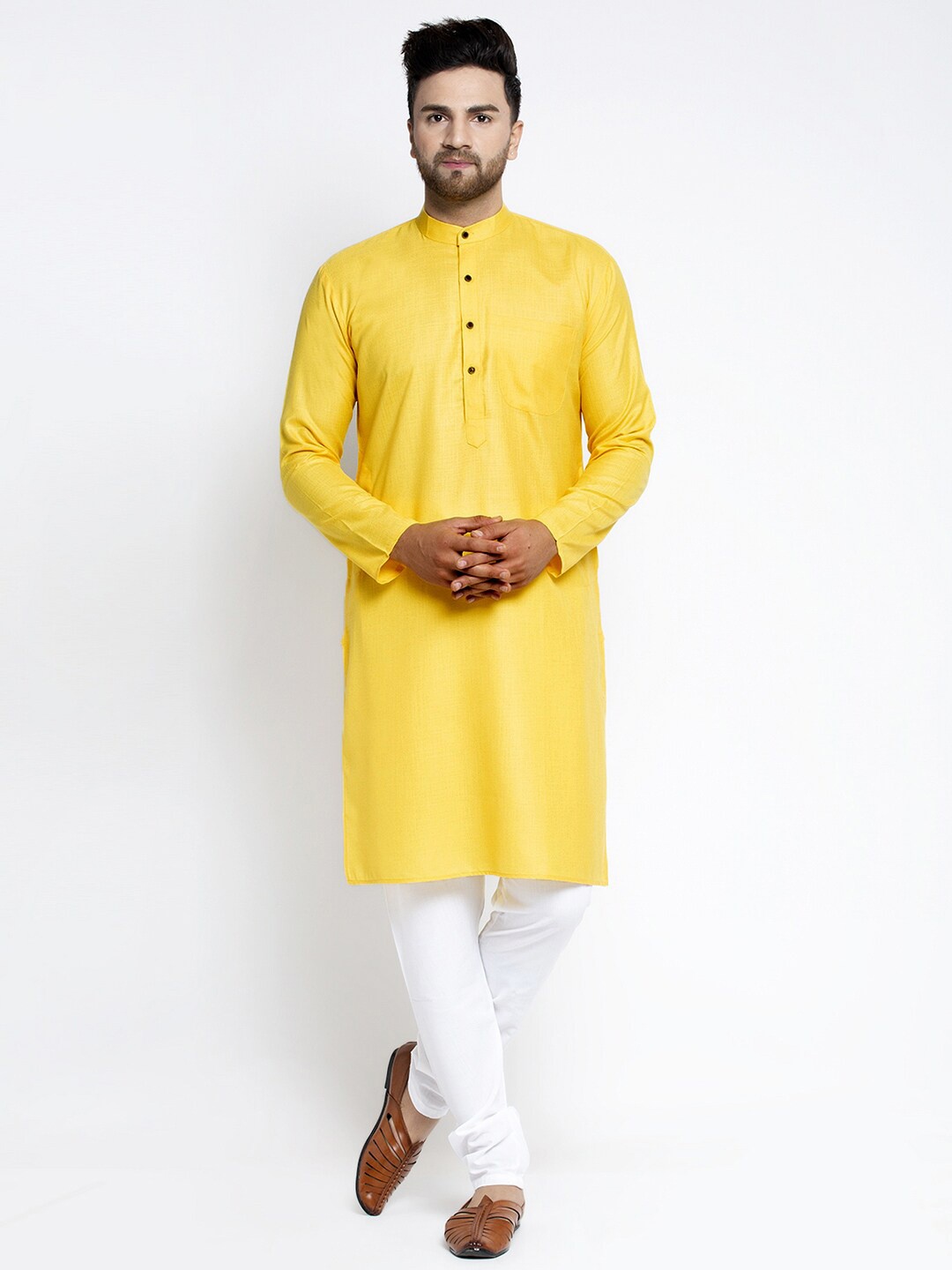 

Jompers Men Yellow Pure Cotton Kurta with Pyjamas