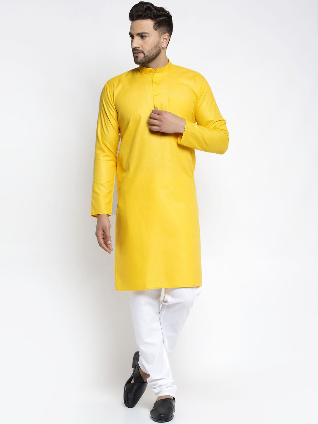 

Jompers Men Yellow Kurta with Pyjamas