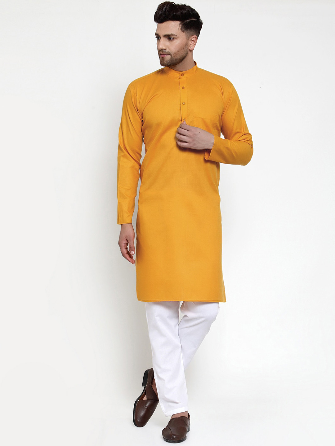 

Jompers Men Mustard Yellow Kurta with Pyjamas
