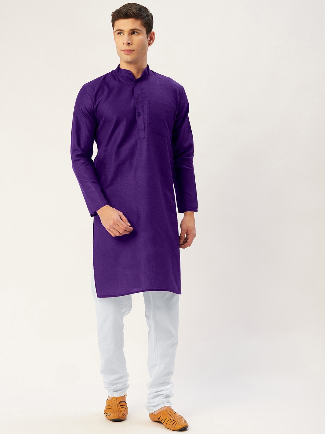 

Jompers Men's Purple Kurta With Pyjamas