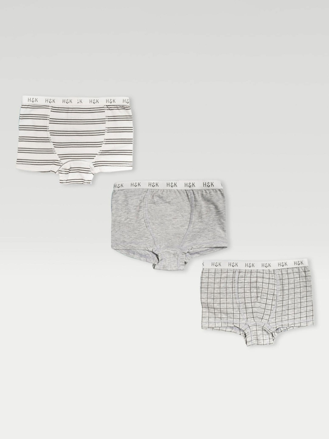 

Haus & Kinder Boy's Pack of 3 Grey & white Printed Cotton Premium Boxer