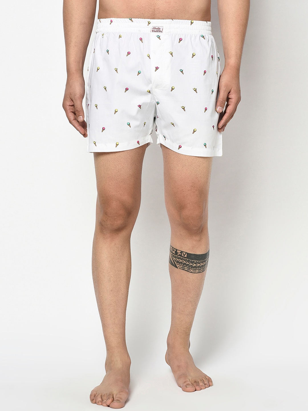 

THE DAILY OUTFITS Men Cream-Coloured Ice Cream Printed Pure Cotton Boxers, Off white