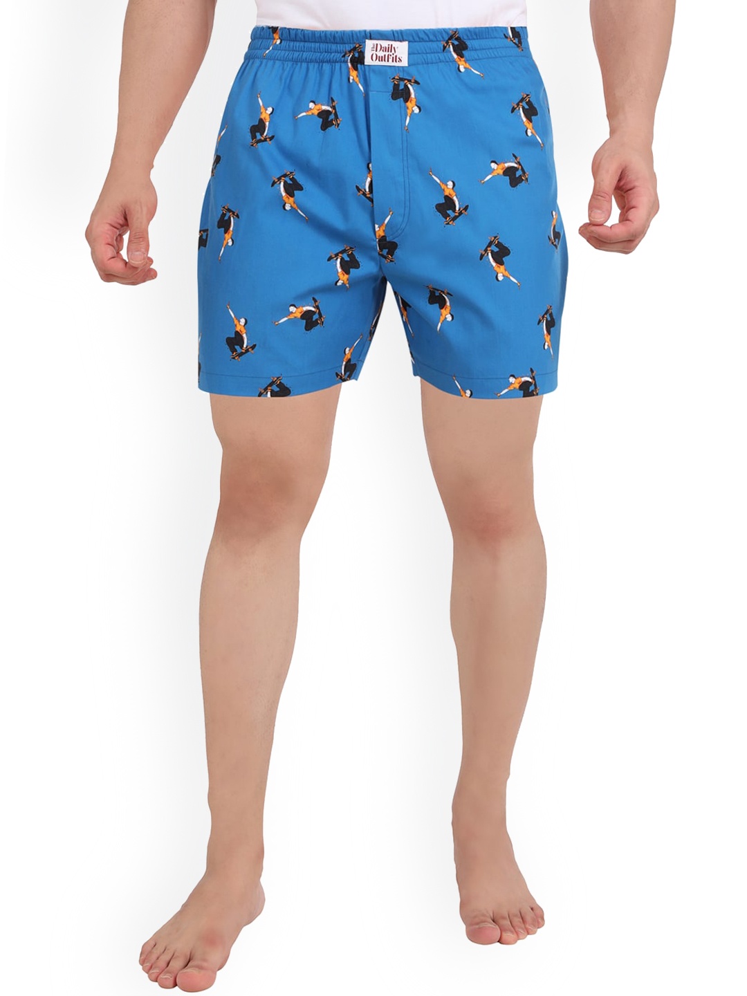 

THE DAILY OUTFITS Men Blue Vigor Printed Lightweight Cotton Boxers